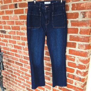 LOFT Blue Straight Leg Jeans with High-Rise Waist